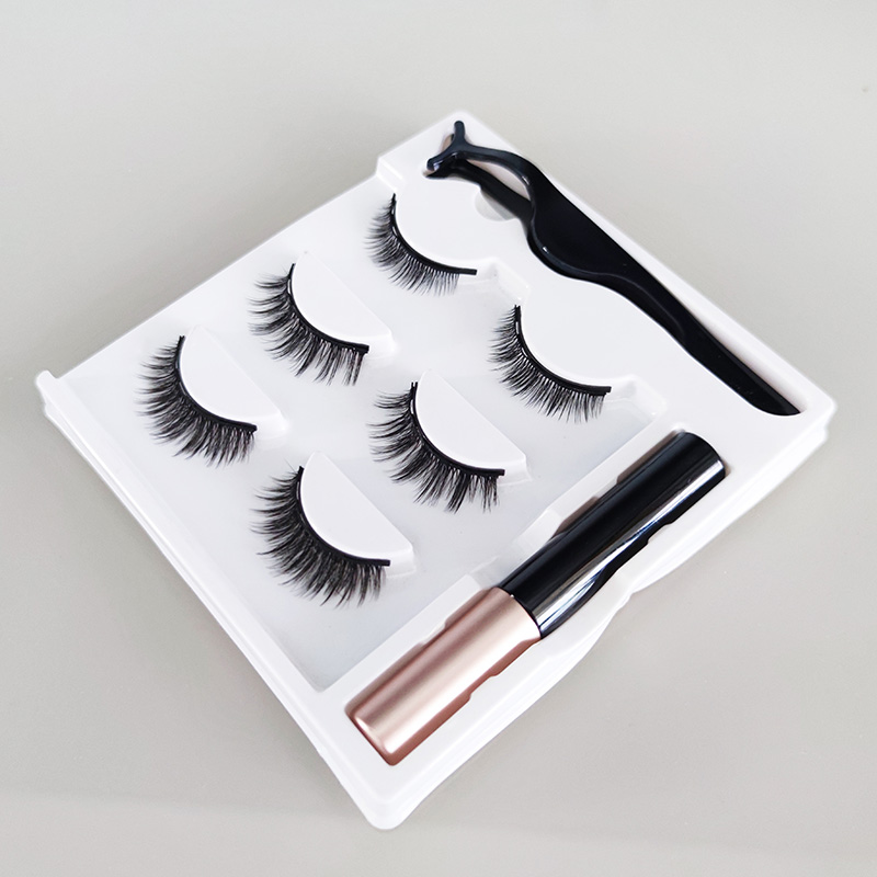 3D Magnetic Lashes Natural Look na may Eyeliner at Tweezers