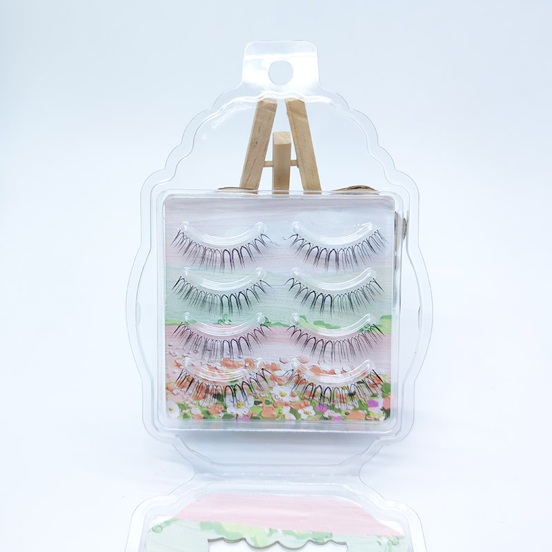 4 na pares Natural Look False Lashes Strip Cross Clear Band 5-7mm Cross Eyelash JK1