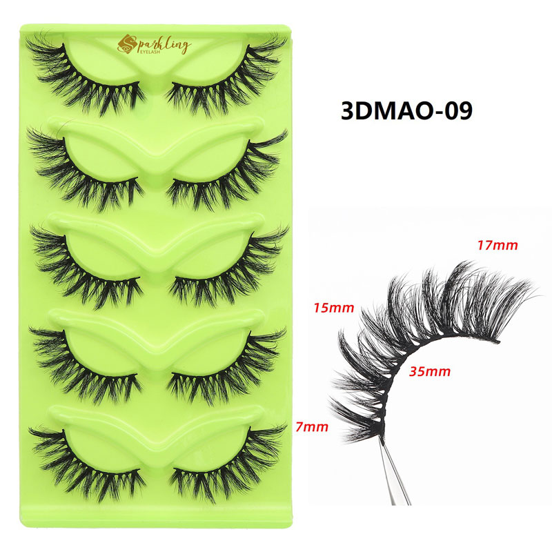 5 Pares na Maninipis na Cat Eye Lashes