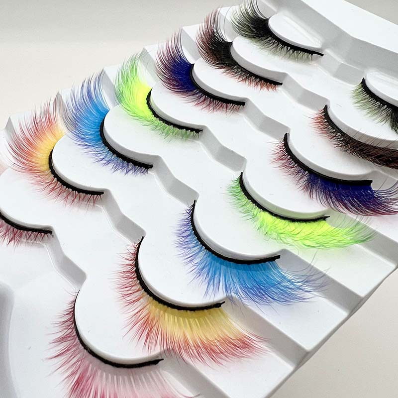 7 Pares Pack Color Cat Eye False Eyelashes