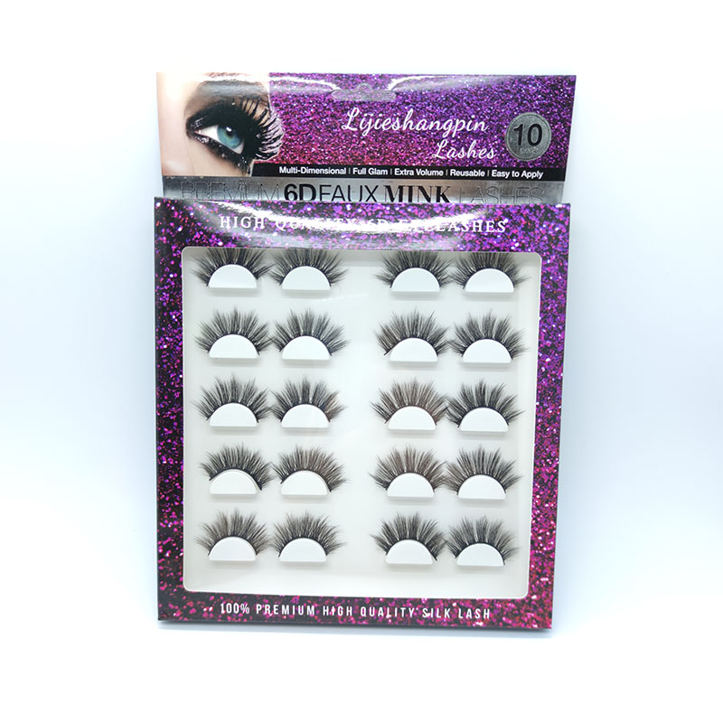 Natural na Marangyang silk lashes 100% Handmade 10 Pares 5D Faux mink lashes