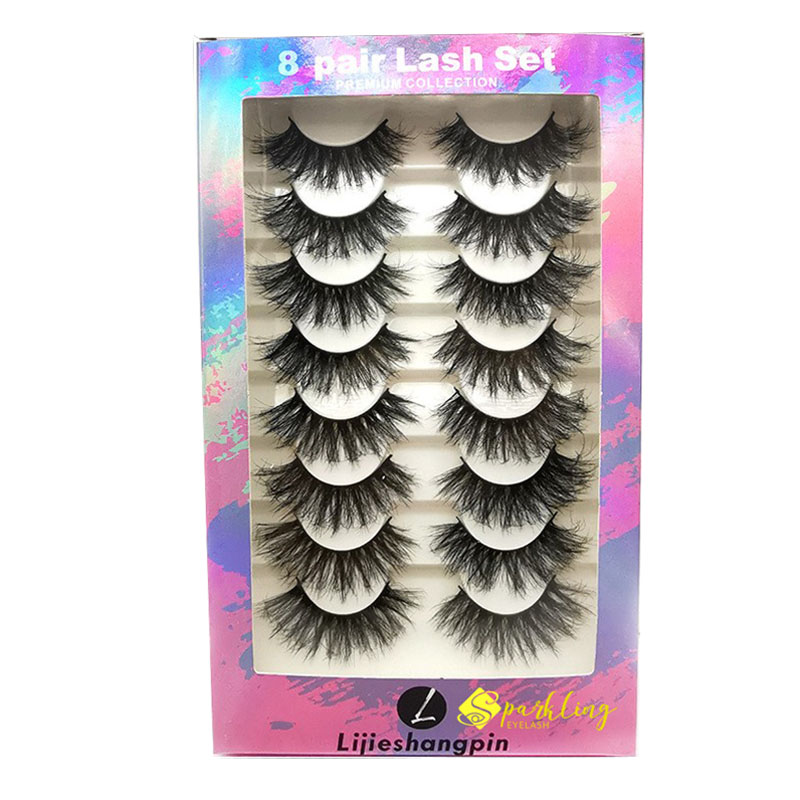 Makapal na Volume 8 Pares ng Malambot na Gawang Kamay na Strip Eyelashes